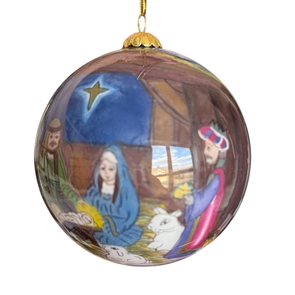 1998 4” Pier 1 Imports Nativity Theme Glass Christmas Ornament By Li Bien Jesus - Picture 1 of 7